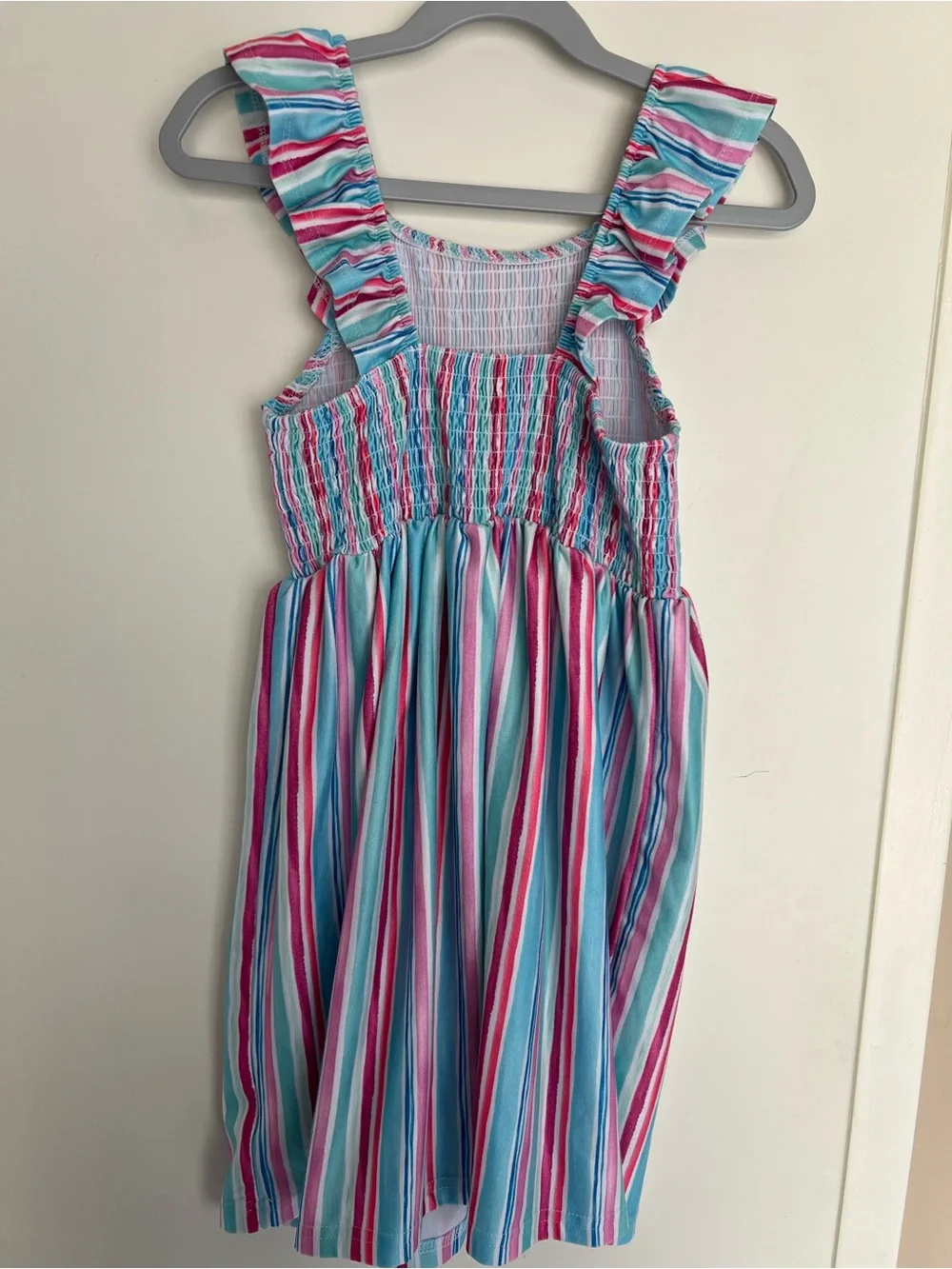 Tommy Bahama Girls Striped Smocked Sundress - Pink, Blue & White